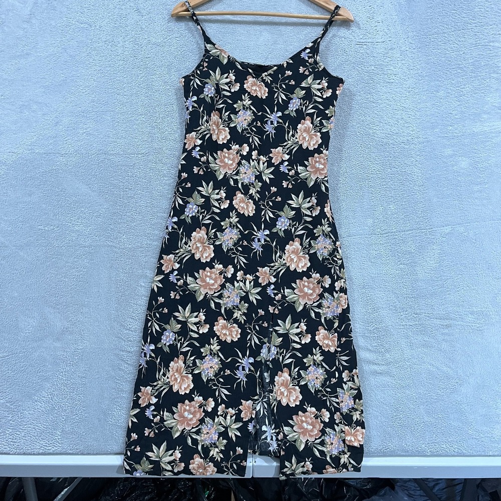 American Eagle Dress Small Y2K Floral Midi Slit‎ Spaghetti Straps Straight Boho